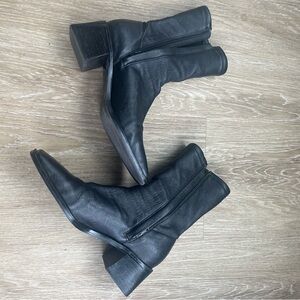 & Other Stories Black Leather Lace-Up Mid-Calf Boots